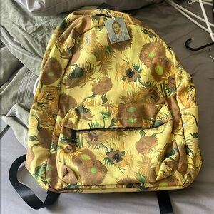 Vincent Van Gogh Sunflower Print Canvas Backpack - Yellow Floral